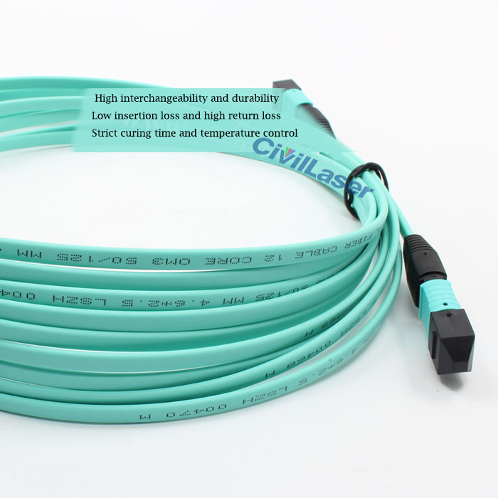 MPO Multimode 12 Core OM Fiber Patch Cord MTP is Optional